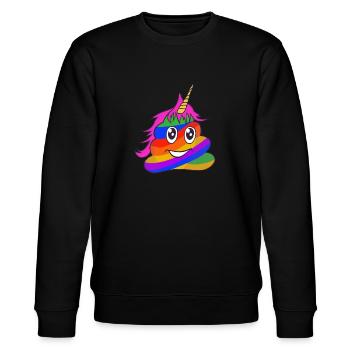 Einhorn Poop Emoticon Kackhaufen Regenbogen - Stanley/Stella Unisex Bio-Sweatshirt CHANGER  - Schwarz - Vorne - Nik (191cm) & Marisol (170cm)