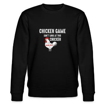 chicken game funny joke design frauen bio t shirt - Stanley/Stella Unisex Bio-Sweatshirt CHANGER  - Schwarz - Vorne - Nik (191cm) & Marisol (170cm)