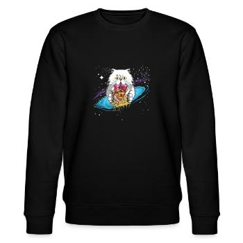 Cadeau chat chaton persan chat espace pizza - Sweat bio CHANGER Stanley/Stella Unisexe - noir - Devant - Nik (191cm) & Marisol (170cm)