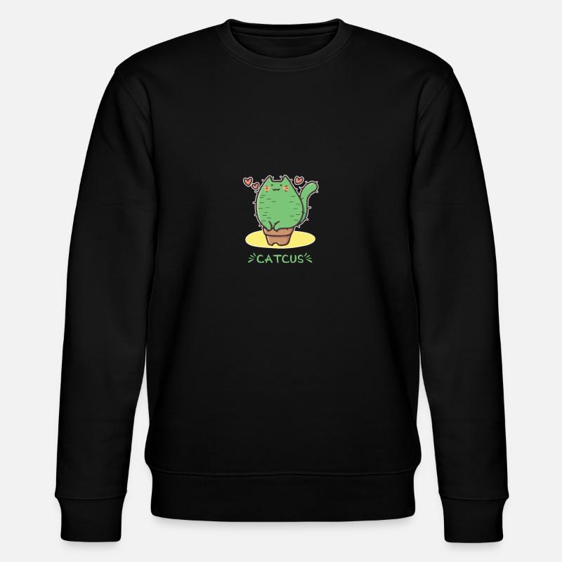 Kaktus Katze - Stanley/Stella Unisex Bio-Sweatshirt CHANGER  - Schwarz