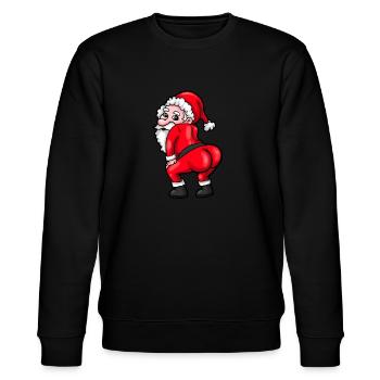 Lustiger Weihnachtsmann twerking tanzen Nikolaus - Stanley/Stella Unisex Bio-Sweatshirt CHANGER  - Schwarz - Vorne - Nik (191cm) & Marisol (170cm)