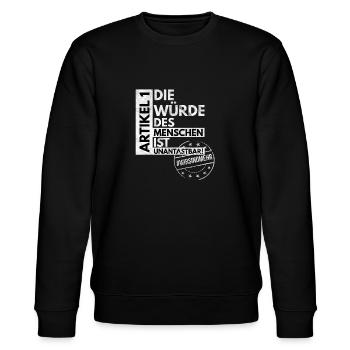 Artikel 1 #wirsindmehr - Aufstehen gegen Rassismus - Stanley/Stella Unisex Bio-Sweatshirt CHANGER  - Schwarz - Vorne - Nik (191cm) & Marisol (170cm)