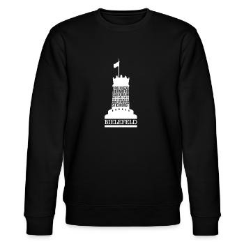 Bielefelder Bezirke mit Sparrenburg - Stanley/Stella Unisex Bio-Sweatshirt CHANGER  - Schwarz - Vorne - Nik (191cm) & Marisol (170cm)