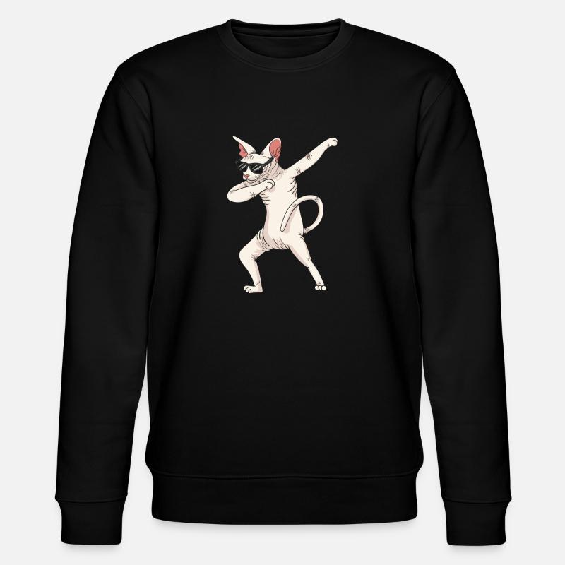 Dabbing Sphynx Cat Gift - Stanley/Stella CHANGER Unisex Organic Sweatshirt - black
