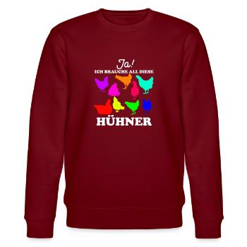 My colorful chicken coop - Stanley/Stella CHANGER Unisex Organic Sweatshirt - burgundy - Front - Nik (191cm) & Marisol (170cm)