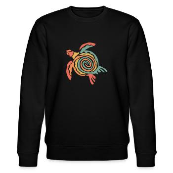 Schildkröte retro Style - Stanley/Stella Unisex Bio-Sweatshirt CHANGER  - Schwarz - Vorne - Nik (191cm) & Marisol (170cm)