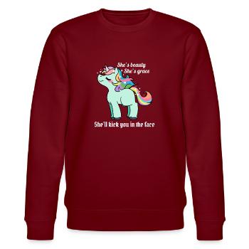 Licorne - Fan de Licorne - Cadeau de Licorne - Drôle - Sweat bio CHANGER Stanley/Stella Unisexe - bordeaux - Devant - Nik (191cm) & Marisol (170cm)