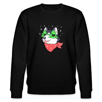 Weihnachten – Weihnachtspullover – Husky - Stanley/Stella Unisex Bio-Sweatshirt CHANGER  - Schwarz - Vorne - Nik (191cm) & Marisol (170cm)