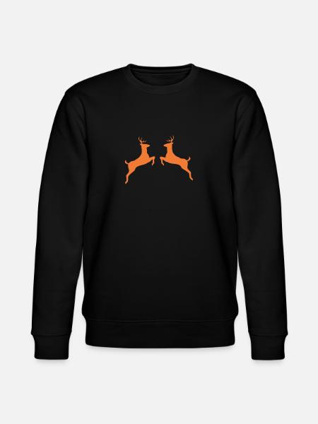 Happy Deer Pair Deer T-Shirt - Stanley/Stella CHANGER Unisex Organic Sweatshirt - black