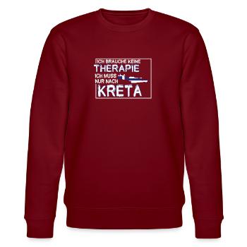 Ich Brauche Keine Therapie Ich Muss Nur Nach Kreta - Stanley/Stella Unisex Bio-Sweatshirt CHANGER  - Burgunderrot - Vorne - Nik (191cm) & Marisol (170cm)