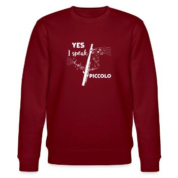 Piccolo - Piccolo T-Shirt - Piccoloist - Noten - Stanley/Stella Unisex Bio-Sweatshirt CHANGER  - Burgunderrot - Vorne - Nik (191cm) & Marisol (170cm)