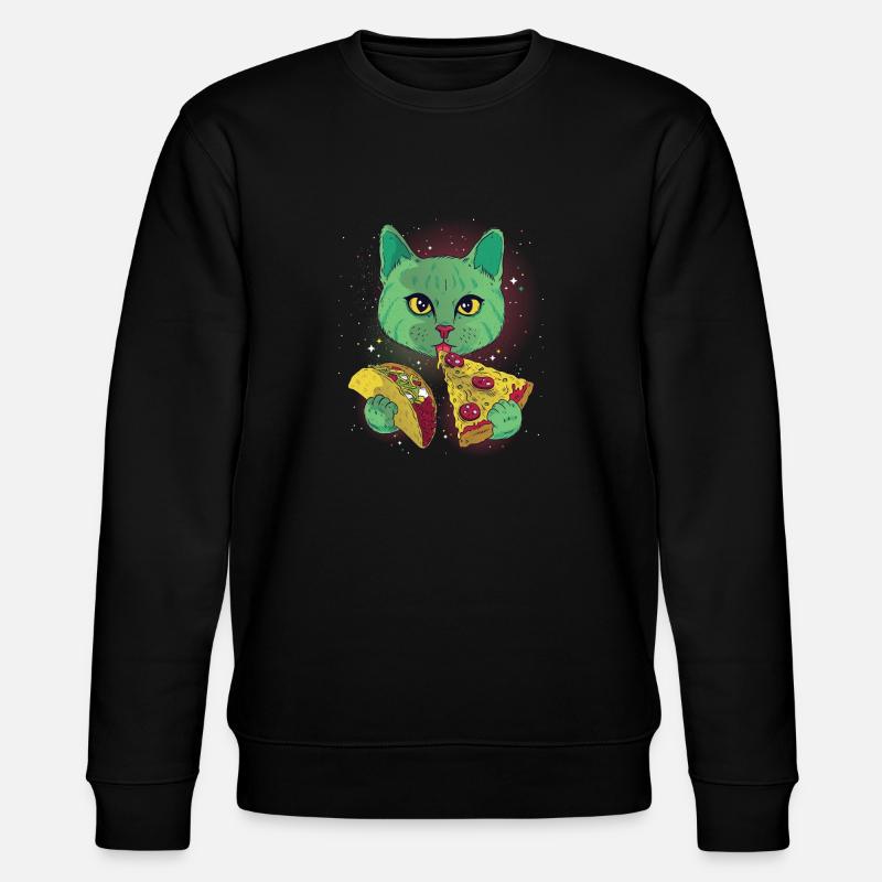 Chat cosmique chats avec pizza - Sweat bio CHANGER Stanley/Stella Unisexe - noir