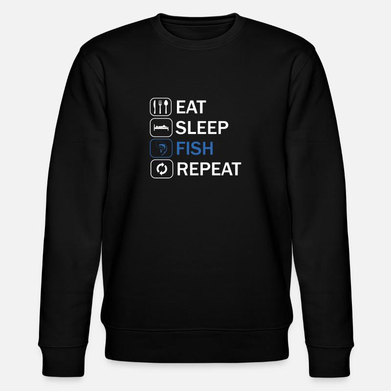 Eat sleep fish repeat - Stanley/Stella Unisex Bio-Sweatshirt CHANGER  - Schwarz