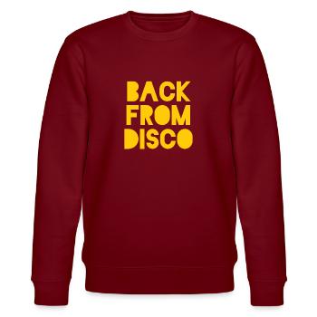 Disco Disco Disco Party Party Party Diskothek - Stanley/Stella Unisex Bio-Sweatshirt CHANGER  - Burgunderrot - Vorne - Nik (191cm) & Marisol (170cm)
