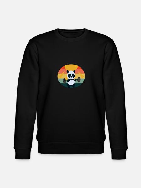Panda Sunset Weight Lifting - Stanley/Stella CHANGER Unisex Organic Sweatshirt - black