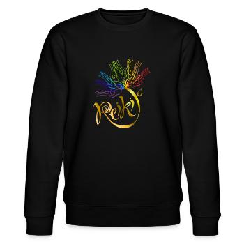 Reiki Meister Spirituell Chakra Heilung Geschenk - Stanley/Stella Unisex Bio-Sweatshirt CHANGER  - Schwarz - Vorne - Nik (191cm) & Marisol (170cm)
