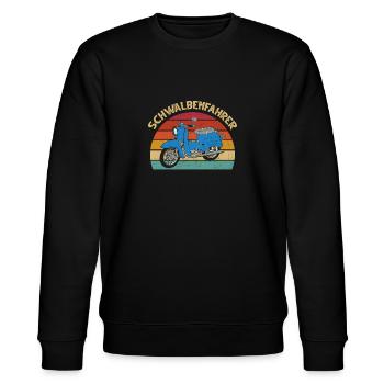 Schwalbenfahrer Simsonfahrer Schwalbe Simson KR51 - Stanley/Stella Unisex Bio-Sweatshirt CHANGER  - Schwarz - Vorne - Nik (191cm) & Marisol (170cm)