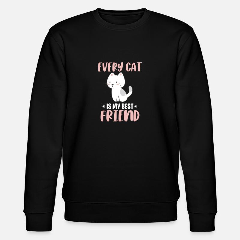 Katze bester Freund - Stanley/Stella Unisex Bio-Sweatshirt CHANGER  - Schwarz