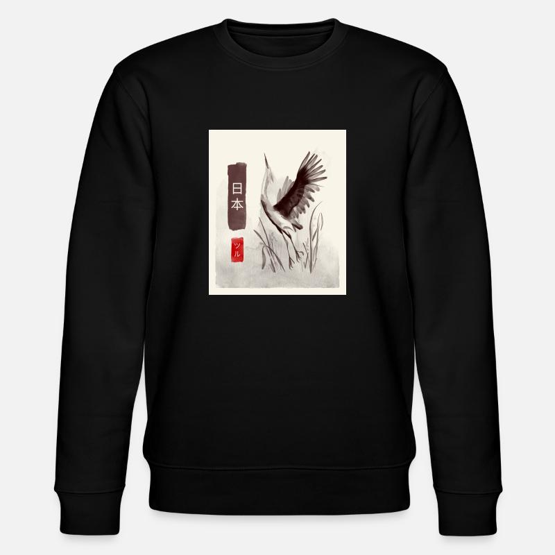 Japan - Kran - Stanley/Stella Unisex Bio-Sweatshirt CHANGER  - Schwarz