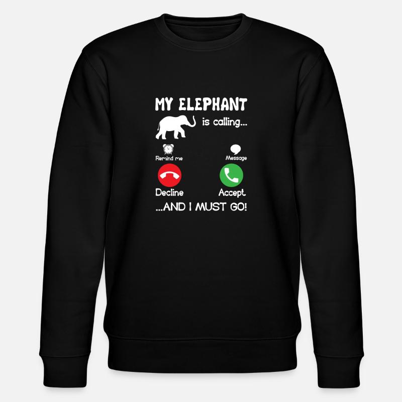 Elefant Mein Elefant ruft - Stanley/Stella Unisex Bio-Sweatshirt CHANGER  - Schwarz