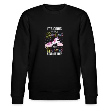 Rainbows and Unicorns Gift Back To School Kinderga - Stanley/Stella Unisex Bio-Sweatshirt CHANGER  - Schwarz - Vorne - Nik (191cm) & Marisol (170cm)