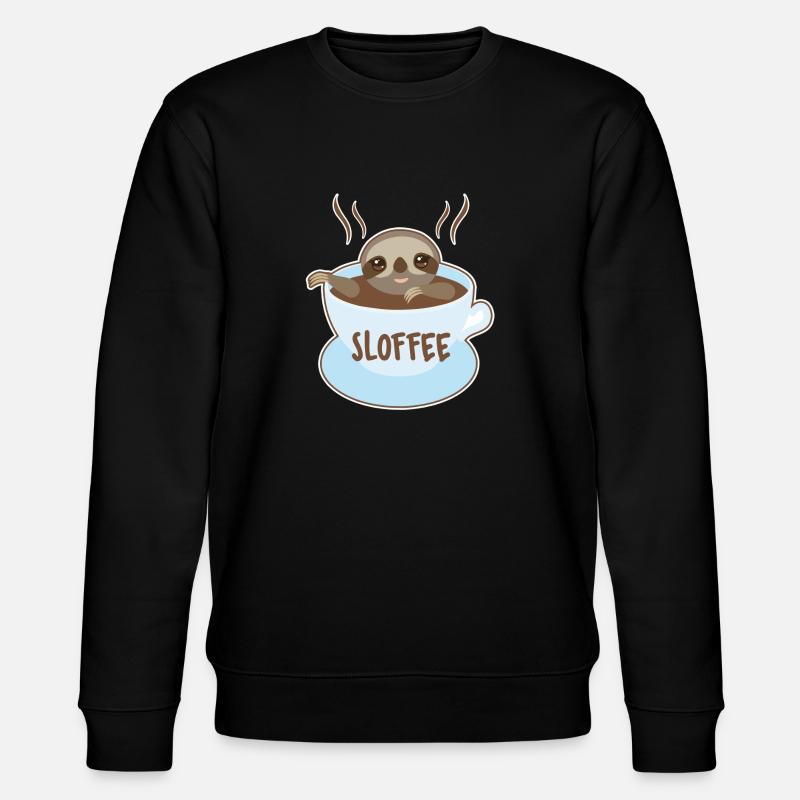 Sloth With Coffee - Stanley/Stella CHANGER Unisex Organic Sweatshirt - black
