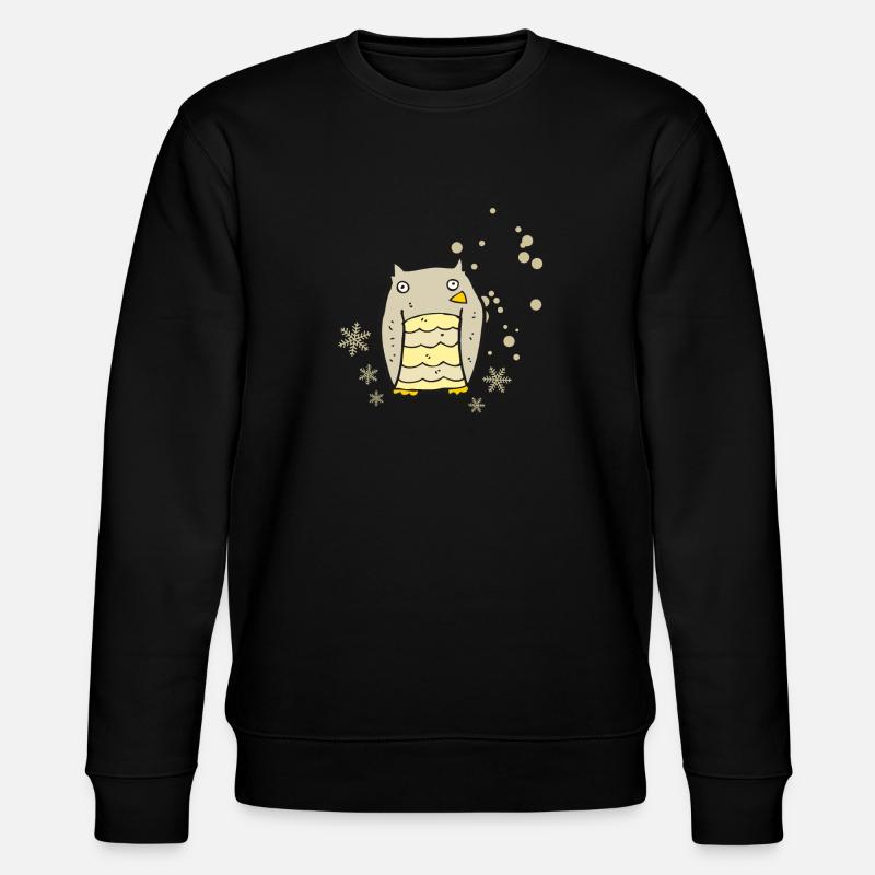 Herzige Eule mit Schneeflocken - Stanley/Stella Unisex Bio-Sweatshirt CHANGER  - Schwarz