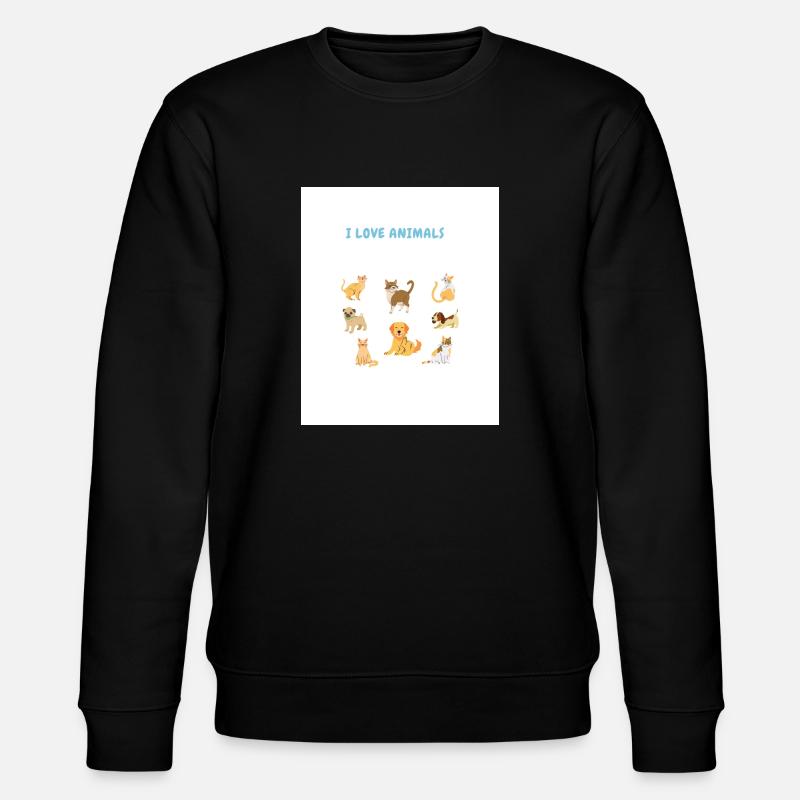 I love animals - Stanley/Stella Unisex Bio-Sweatshirt CHANGER  - Schwarz