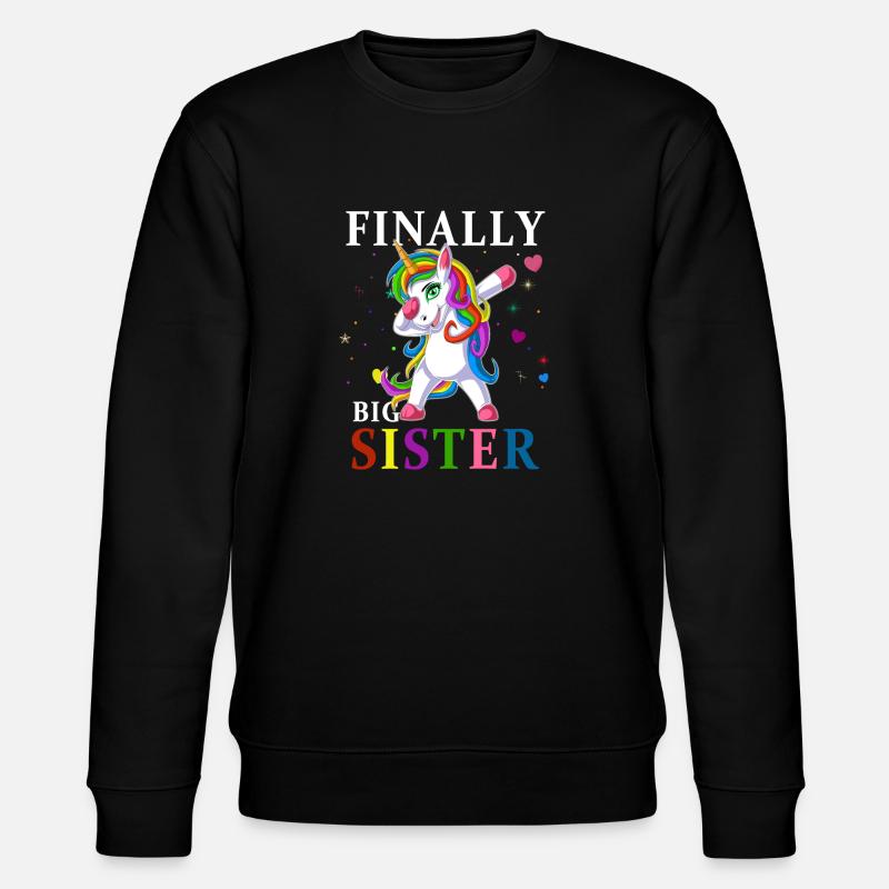 große Schwester endlich Einhorn - Stanley/Stella Unisex Bio-Sweatshirt CHANGER  - Schwarz