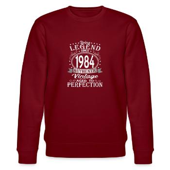 Legenden 1984 geboren - Stanley/Stella Unisex Bio-Sweatshirt CHANGER  - Burgunderrot - Vorne - Nik (191cm) & Marisol (170cm)
