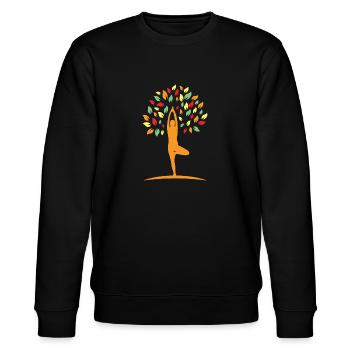 Yoga Baum - Stanley/Stella Unisex Bio-Sweatshirt CHANGER  - Schwarz - Vorne - Nik (191cm) & Marisol (170cm)