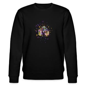 Fotografie - Fotografen Retro Illustration Kamera - Stanley/Stella Unisex Bio-Sweatshirt CHANGER  - Schwarz - Vorne - Nik (191cm) & Marisol (170cm)