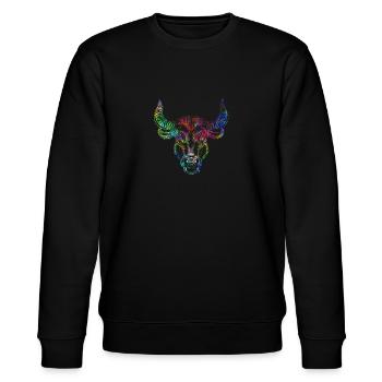 Psychedelic zodiac sign Taurus - Stanley/Stella CHANGER Unisex Organic Sweatshirt - black - Front - Nik (191cm) & Marisol (170cm)