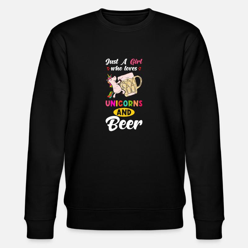 Bier und Einhorn Spruch - Stanley/Stella Unisex Bio-Sweatshirt CHANGER  - Schwarz