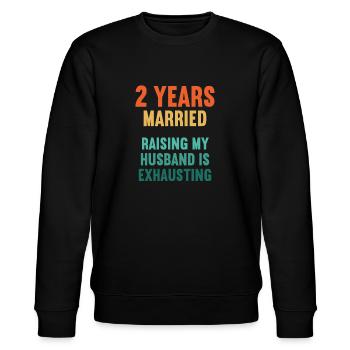 2 Jahre verheiratet lustig 2. Hochzeitstag - Stanley/Stella Unisex Bio-Sweatshirt CHANGER  - Schwarz - Vorne - Nik (191cm) & Marisol (170cm)