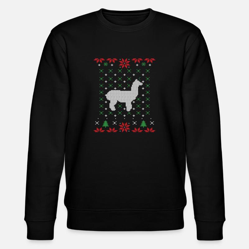 Lama hässlicher Weihnachtspullover - Stanley/Stella Unisex Bio-Sweatshirt CHANGER  - Schwarz