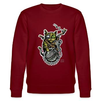 STEAMCATPUNX 01 - Stanley/Stella Unisex Bio-Sweatshirt CHANGER  - Burgunderrot - Vorne - Nik (191cm) & Marisol (170cm)