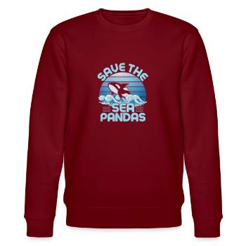 Save The Sea Pandas Marine Biology Scientist - Stanley/Stella Unisex Bio-Sweatshirt CHANGER  - Burgunderrot - Vorne - Nik (191cm) & Marisol (170cm)