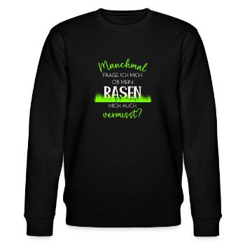 Ob mein Rasen mich auch vermisst Rasenfreund - Stanley/Stella Unisex Bio-Sweatshirt CHANGER  - Schwarz - Vorne - Nik (191cm) & Marisol (170cm)