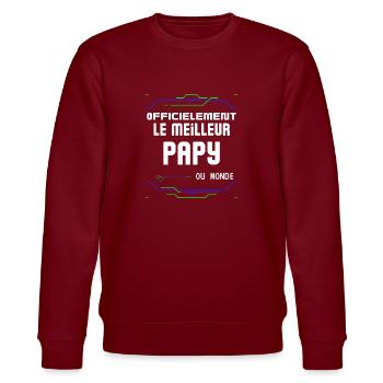 Le Meilleur Papy Cadeau Pour Grand Père ou Papi - Stanley/Stella CHANGER Unisex Organic Sweatshirt - burgundy - Front - Nik (191cm) & Marisol (170cm)