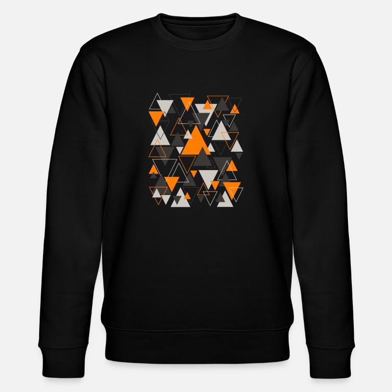 Triangle Pattern Design Orange - Stanley/Stella CHANGER Unisex Organic Sweatshirt - black