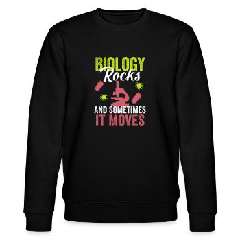 Biology Rocks and Sometimes It Moves - Stanley/Stella CHANGER Unisex Organic Sweatshirt - black - Front - Nik (191cm) & Marisol (170cm)