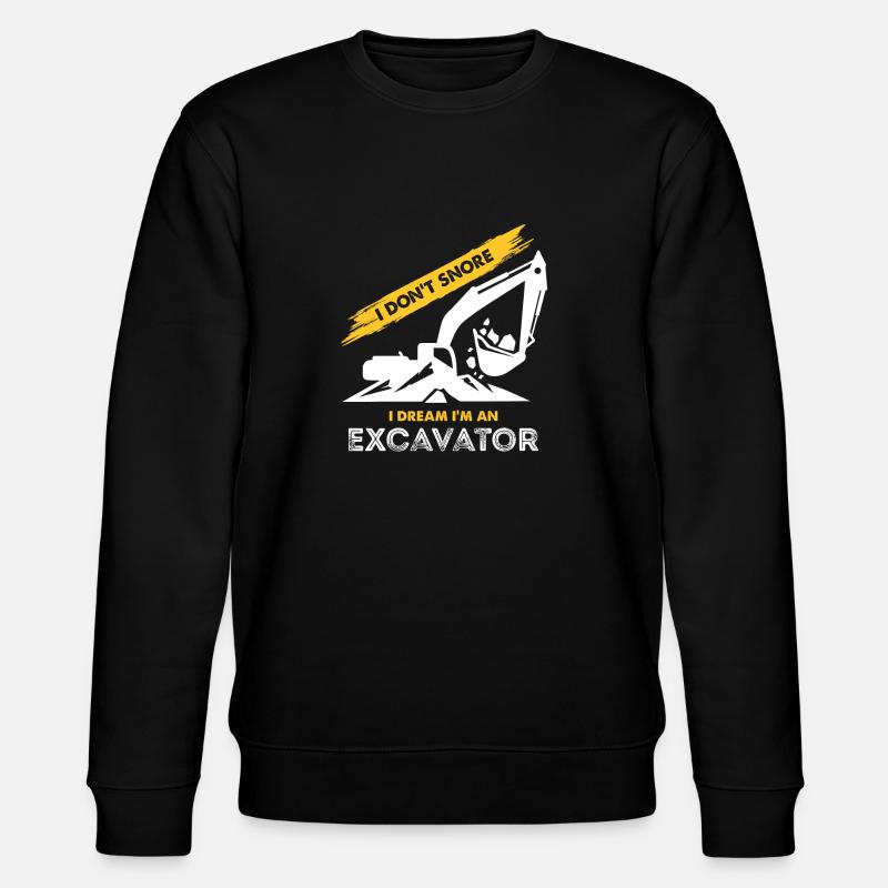 Ich schnarche nicht, im Traum bin ich ein Bagger - Stanley/Stella Unisex Bio-Sweatshirt CHANGER  - Schwarz