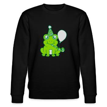 Petite grenouille célébrant son anniversaire - Sweat bio CHANGER Stanley/Stella Unisexe - noir - Devant - Nik (191cm) & Marisol (170cm)