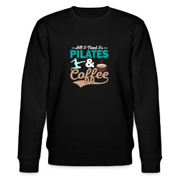 All I Need Is Pilates & Coffee Exercise Fitness - Stanley/Stella CHANGER Unisex Organic Sweatshirt - black - Front - Nik (191cm) & Marisol (170cm)