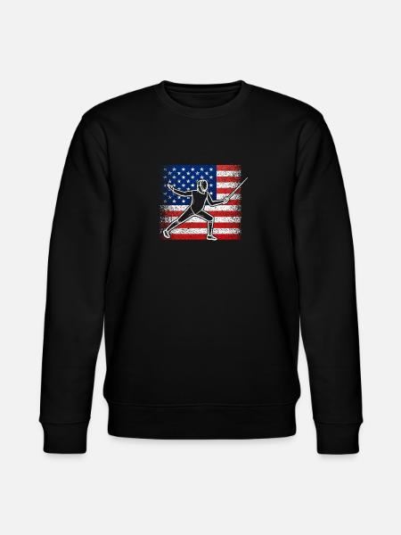 Fencer American Flag T-skjorte I Proud Fence - Stanley/Stella CHANGER økologisk unisex-sweatshirt - svart