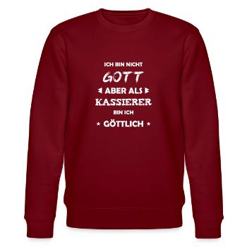 Kassierer Geschenk Spruch - Stanley/Stella Unisex Bio-Sweatshirt CHANGER  - Burgunderrot - Vorne - Nik (191cm) & Marisol (170cm)