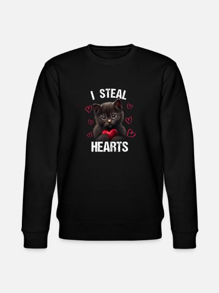 I steal hearts cat - Stanley/Stella CHANGER Unisex Organic Sweatshirt - black