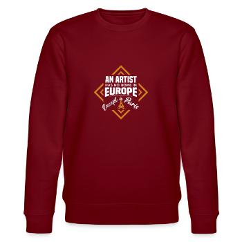 AN ARTIST EUROPE EXCEPT PARIS - Stanley/Stella CHANGER Unisex Organic Sweatshirt - burgundy - Front - Nik (191cm) & Marisol (170cm)