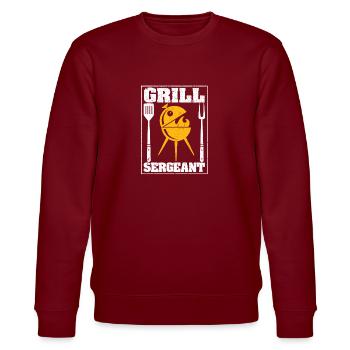 Grill Sergeant Funny BBQ Grill Meat Lovers - Stanley/Stella CHANGER Unisex Organic Sweatshirt - burgundy - Front - Nik (191cm) & Marisol (170cm)